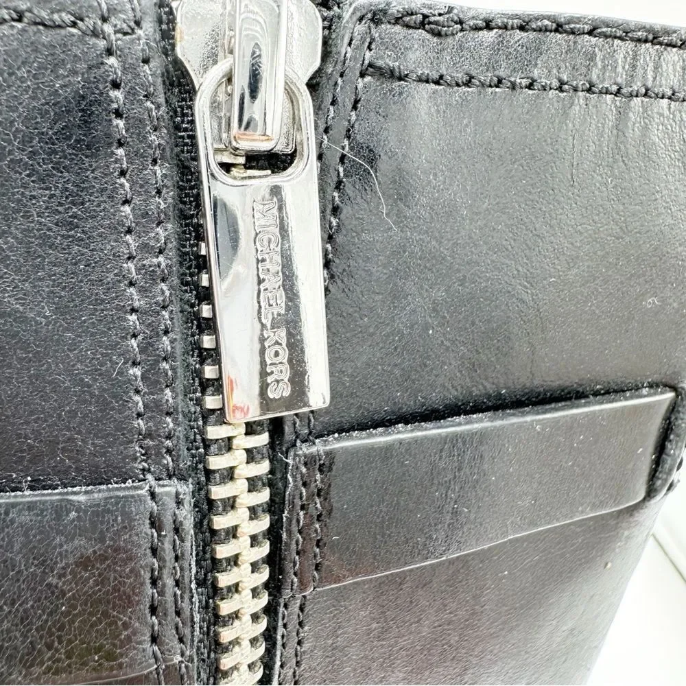 Michael Kors Chunky Heel Moto Boot Black Silver Buckles Lug Sole Sz‎ 7.5 - Picture 12 of 14